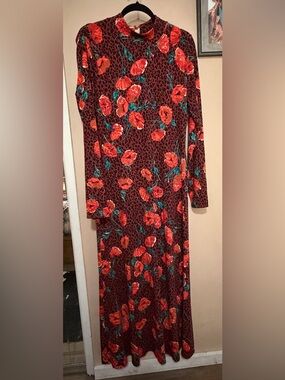 Free People Retro Romance Leopard and Poppy Maxi Dress
